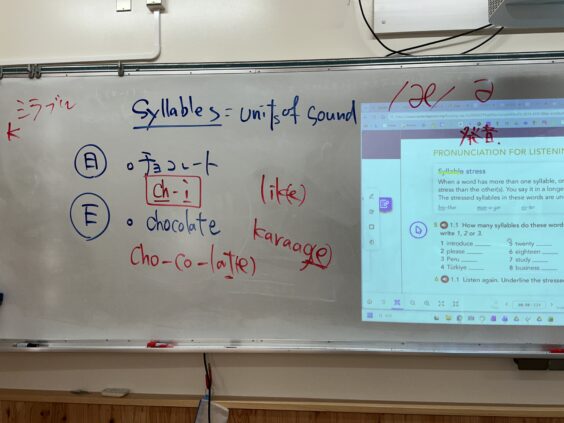 シラブルについての板書1